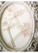 Нежни фуркети за украса на коса с кристали Сваровски в розово модел Soft Pink Flowers by Rosie